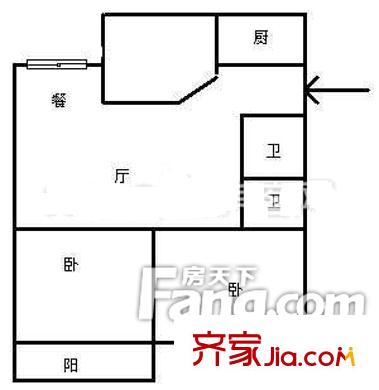 閩侯上街地稅局單位宿舍 3室戶型圖