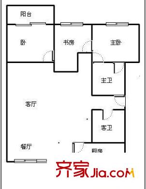 龍庭花園 3室 戶型圖