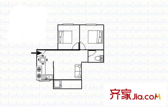 康山里新村 2室 戶型圖