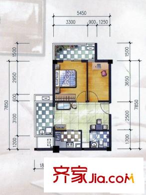 菁華領(lǐng)秀戶(hù)型圖二房戶(hù)型 2室1廳1衛(wèi)1廚