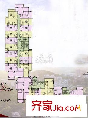 菁華領(lǐng)秀戶型圖二到七層平面圖 2室1廳1衛(wèi)1廚