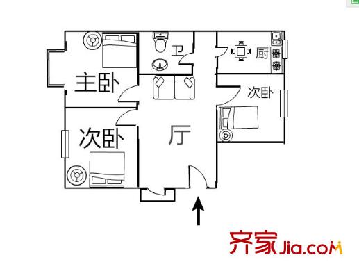 金屬材料公司宿舍 3室 戶型圖
