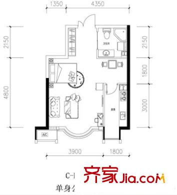 金星領(lǐng)世館 1室 戶型圖