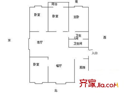 建華小區(qū) 3室 戶型圖
