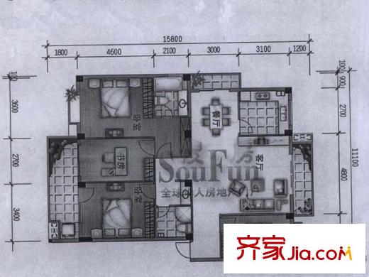 鼓樓庭院戶型圖24#04單元 4室2廳2衛(wèi)1廚