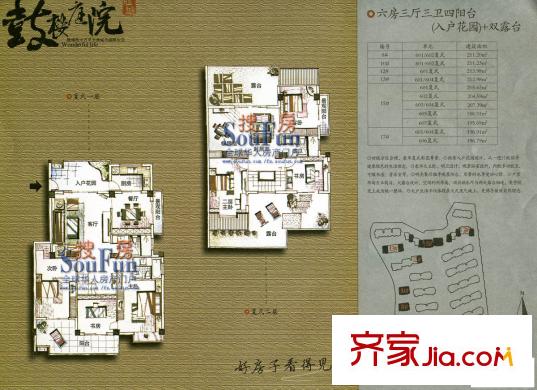 鼓樓庭院戶型圖8# 10# 12# 13# 15# 17#復(fù)式戶型 6室3廳3衛(wèi)1廚