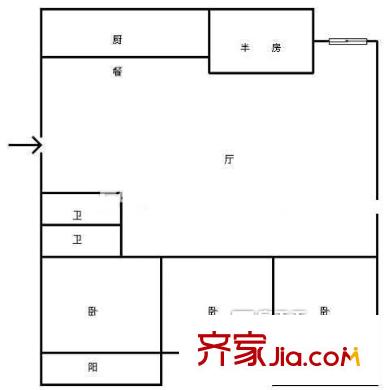 鼓山商貿(mào)城 3室 戶型圖
