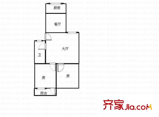 福日公司琴湖路單位宿舍 2室 戶型圖