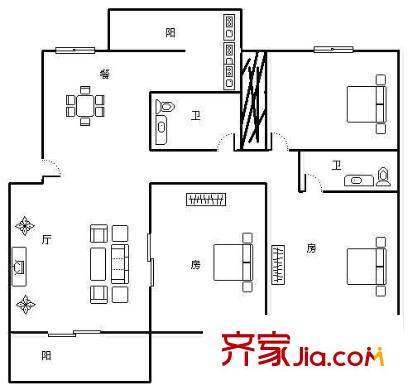 富城小區(qū) 3室 戶型圖