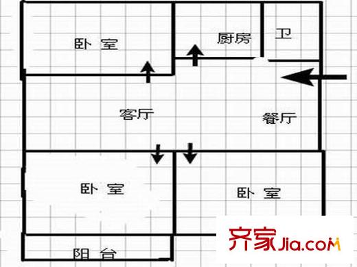 中亭街D區(qū) 3室 戶型圖