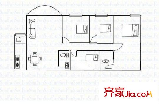 英惠大廈 4室 戶型圖