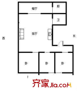 瀛福小區(qū) 3室 戶型圖