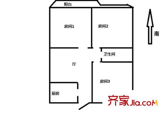 瀛福小區(qū) 3室 戶型圖