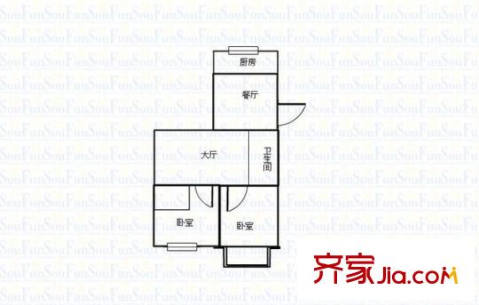 天勝花園 2室 戶型圖