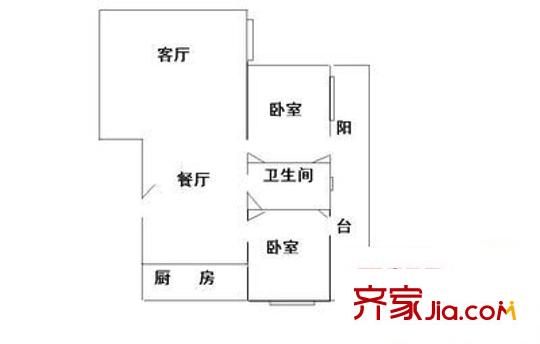 龍事達(dá)花園 2室 戶型圖