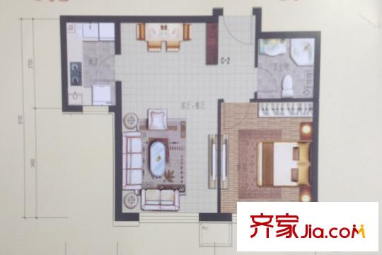 唐人宜居3#C2戶型 1室1衛(wèi)1廚