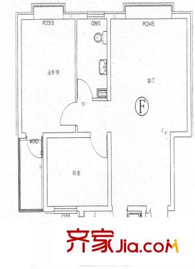 金源經(jīng)典戶型圖F戶型 2室2廳1衛(wèi)1廚