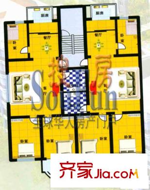 浩友諧和園戶型圖3室2廳1衛(wèi)1廚