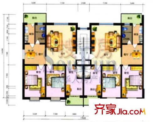 華裕小區(qū)一期戶(hù)型圖3室2廳1衛(wèi)1廚