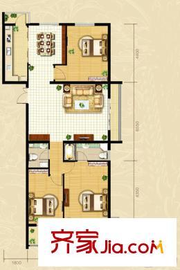 東潤財智公館E座標準層128戶型 3室2廳2衛(wèi)1廚