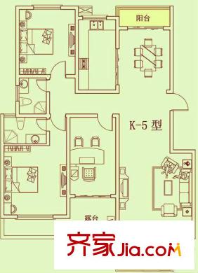 濱河悅城戶型圖洋房K5 3室2廳2衛(wèi)