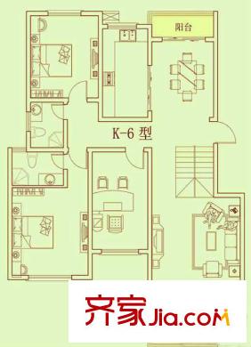濱河悅城戶型圖洋房K6 5室2廳3衛(wèi)