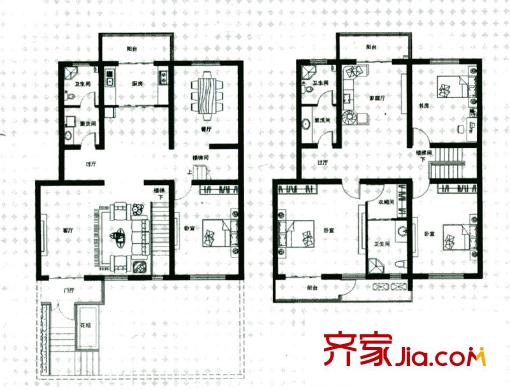 龍源小區(qū)戶型圖復(fù)式戶型 4室4廳3衛(wèi)1廚
