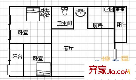 張興樓 2室 戶型圖
