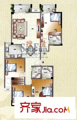 福德都會(huì)戶型圖4室2廳3衛(wèi)1廚