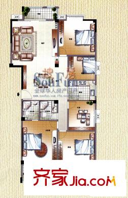 福德都會(huì)戶型圖5室2廳2衛(wèi)1廚