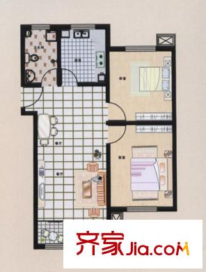 荷花盛世二期3號(hào)樓C戶型91平米 2室2廳1衛(wèi)1廚