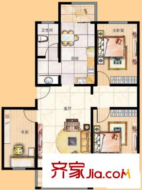 丹鳳朝陽戶型圖戶型圖 3室2廳1衛(wèi)1廚