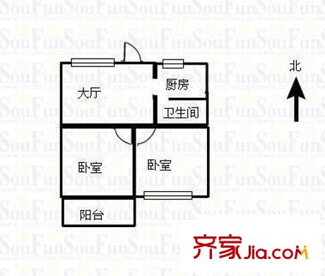 荷澤小區(qū) 2室 戶型圖