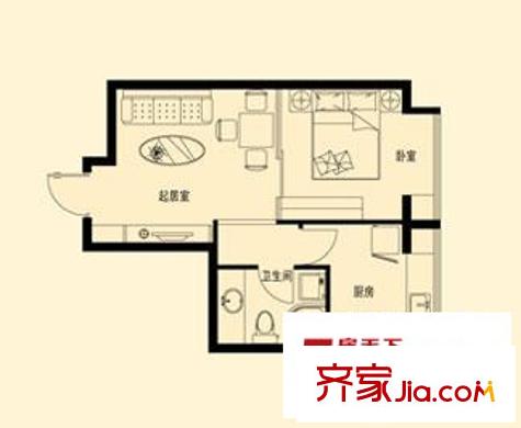 鶴祥雅居戶型圖A3a戶型 1室1廳1衛(wèi)1廚