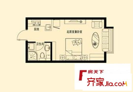 鶴祥雅居戶型圖A4a戶型 1室1廳1衛(wèi)1廚