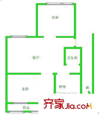 學(xué)院路園丁樓戶型圖2居室 2室1廳1衛(wèi)1廚