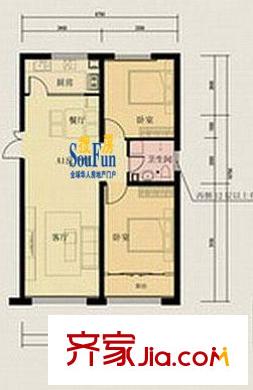 東旭花園戶型圖戶型A1 2室2廳1衛(wèi)1廚