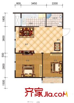 誠安逸品花園戶型圖B6戶型（住宅式公寓） 2室2廳1衛(wèi)1廚