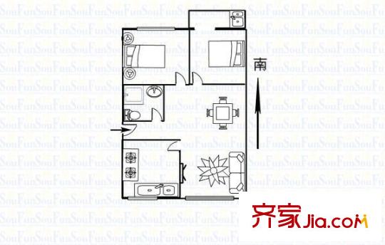 群眾新村 2室 戶型圖