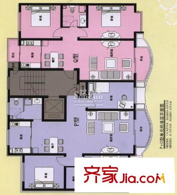 海景怡園戶型圖P+Q型單元 3室2廳1衛(wèi)1廚
