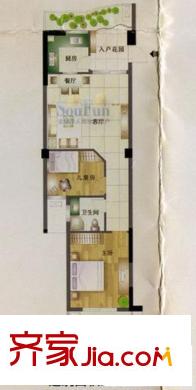 江域藍(lán)灣戶(hù)型圖2室2廳1衛(wèi)1廚