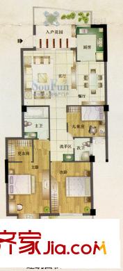 江域藍(lán)灣戶(hù)型圖3室2廳2衛(wèi)1廚
