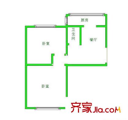 水機(jī)樓戶型圖2居室 2室1廳1衛(wèi)1廚