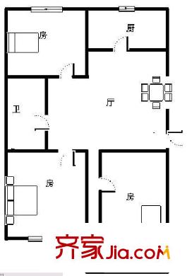 金星四季花城 3室 戶型圖