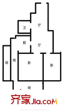 紅星新村 2室 戶型圖