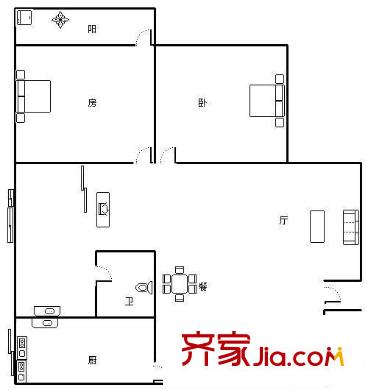 紅星新村 2室 戶型圖