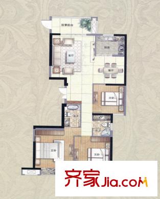 匯誠(chéng)佳源居戶型圖1#02-03、2#02-03單元戶型圖 3室2廳2衛(wèi)1廚