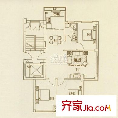 尚品名都二期戶型圖E戶型3室2廳1衛(wèi)1廚 3室2廳1衛(wèi)1廚