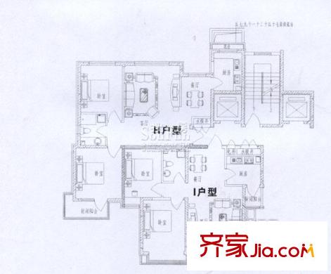 尚品名都二期戶型圖H I戶型2室2廳1衛(wèi)1廚 2室2廳1衛(wèi)1廚