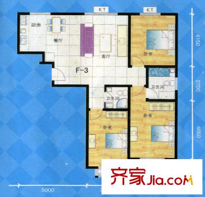 盛唐府邸戶型圖F-3 3室2廳2衛(wèi)